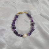 18KGF Natural Pearl Charm Bracelet Women Nature Crystal Bracelet
