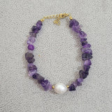 18KGF Natural Pearl Charm Bracelet Women Nature Crystal Bracelet