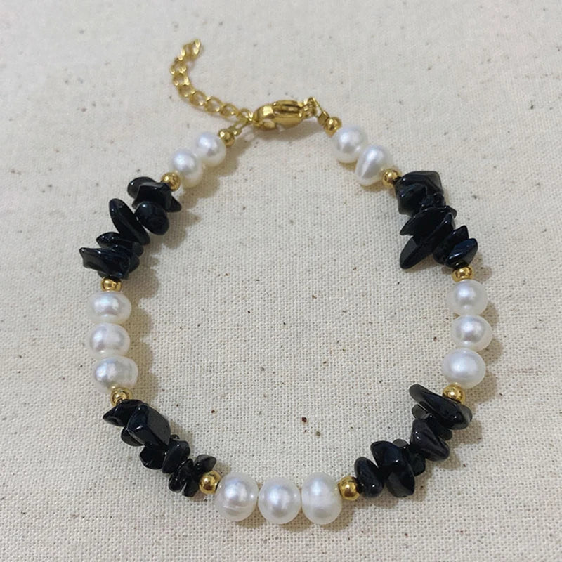 18KGF Natural Stone Bracelet Baroque Pearl Bracelet