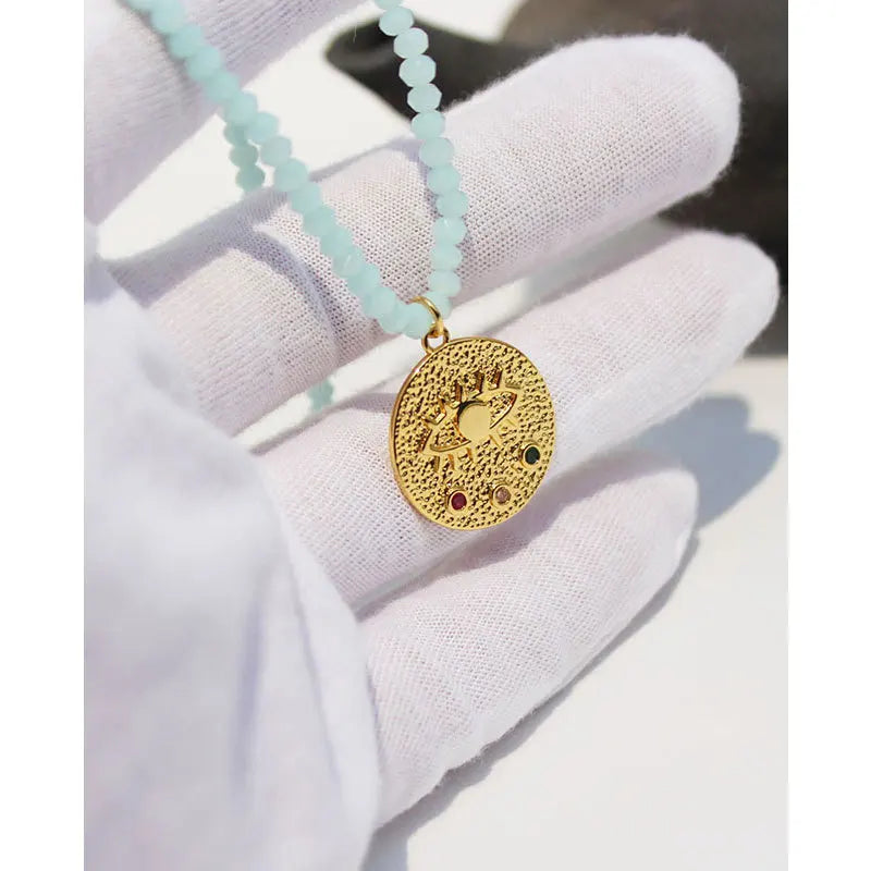 Bohemian Style Natural Stone Pendant Necklace