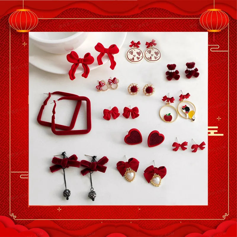 Year of The Tiger S925 Silver Needle Red Year Earrings