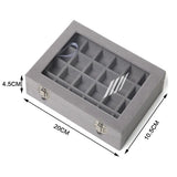 24 Grids Rose Red Velvet Jewelry Box Organizer for Women