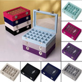 24 Grids Rose Red Velvet Jewelry Box Organizer for Women
