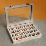 24 Grids Rose Red Velvet Jewelry Box Organizer for Women