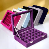 24 Grids Rose Red Velvet Jewelry Box Organizer for Women
