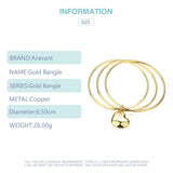 24K Circle Triple Ring Heart Bangle Wedding Jewelry