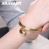 24K Circle Triple Ring Heart Bangle Wedding Jewelry