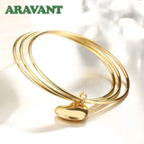 24K Circle Triple Ring Heart Bangle Wedding Jewelry
