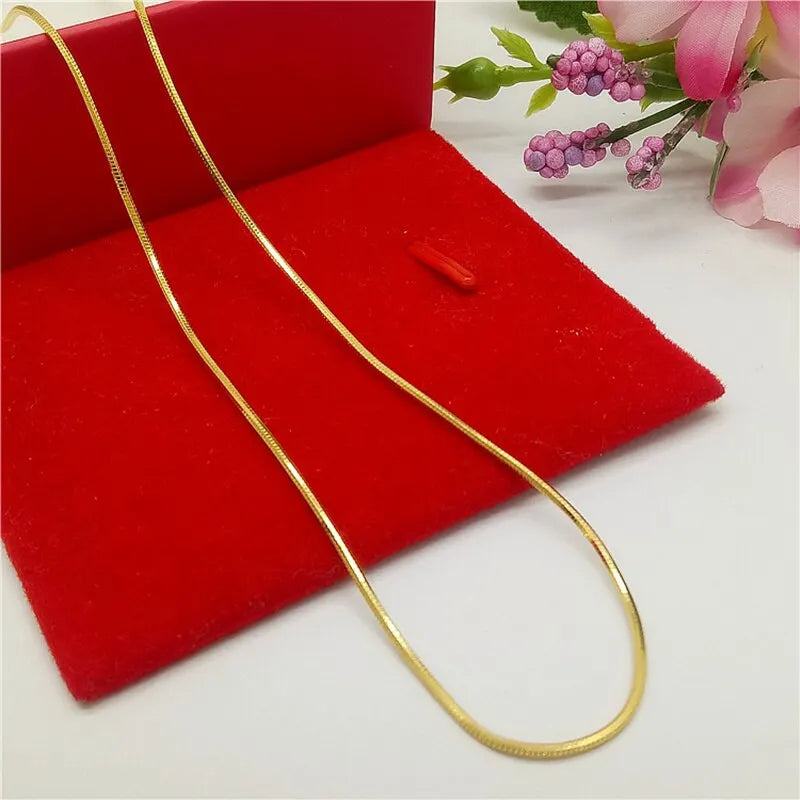 24K Necklace Box Chain/Water Ripple/Sleek Single Necklace