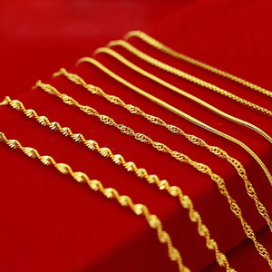 24K Necklace Box Chain/Water Ripple/Sleek Single Necklace