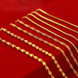 24K Necklace Box Chain/Water Ripple/Sleek Single Necklace