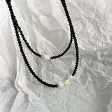 Crystal Bead Choker Necklace Set Women Simulated Pearls Clavicle Chain Strand