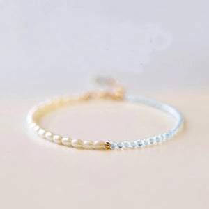 2mm Aquamarine Quartz Bracelet Crystal Beads Woman Gift