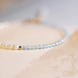 2mm Aquamarine Quartz Bracelet Crystal Beads Woman Gift