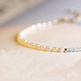 2mm Aquamarine Quartz Bracelet Crystal Beads Woman Gift