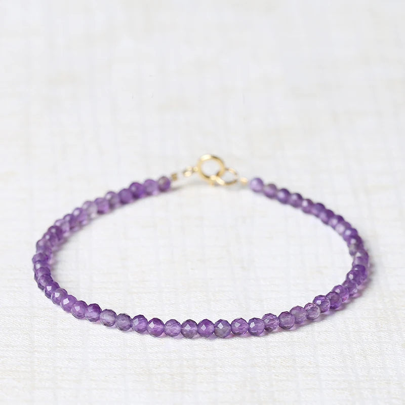 2mm Amethyst Bracelet Small Beads Hand Jewelry