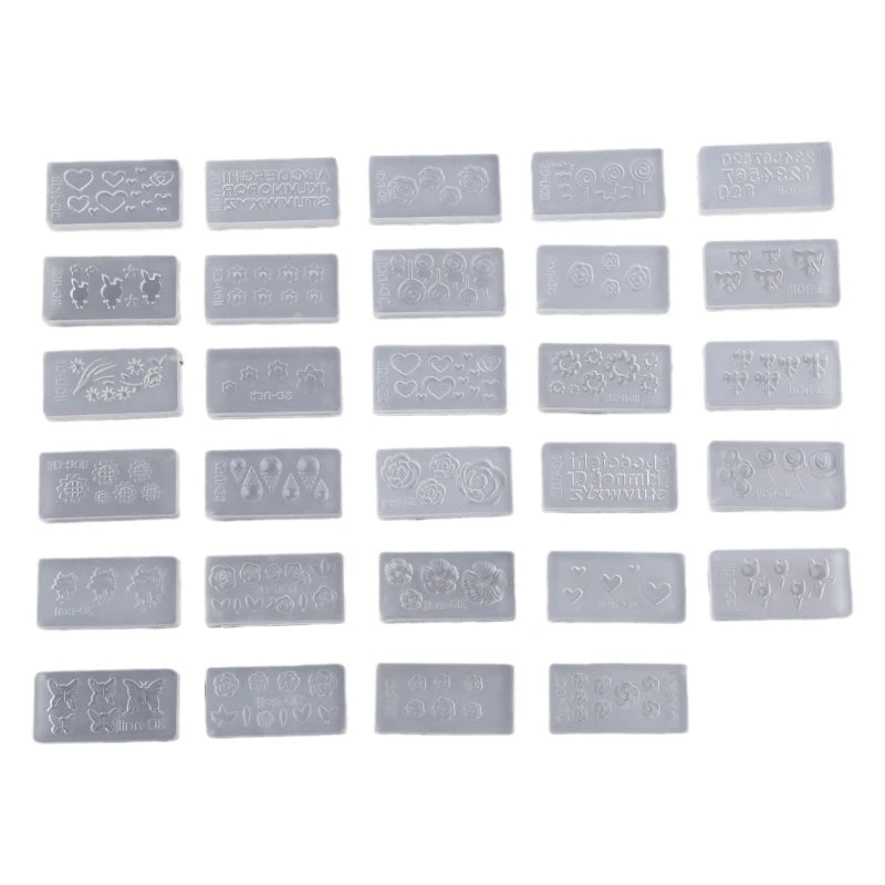 30 Styles 3D Acrylic Nail Art Silicone Mold Mould Kit