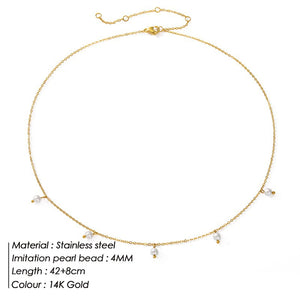 Minimalist Pearl Choker Necklace Pendant Jewelry