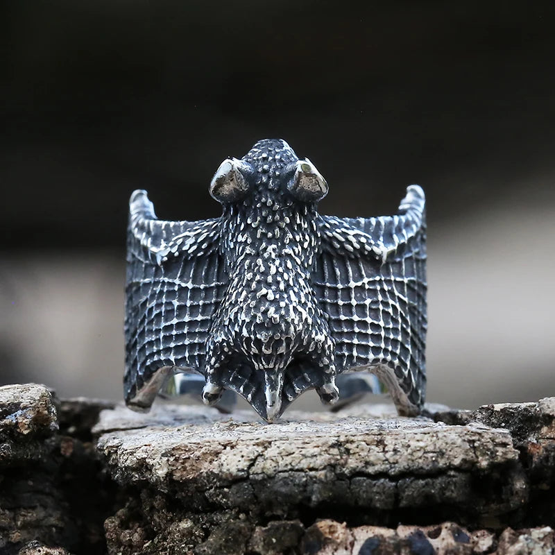 Vintage Bat Finger Ring Retro Style 316L Stainless Steel