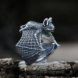 Vintage Bat Finger Ring Retro Style 316L Stainless Steel