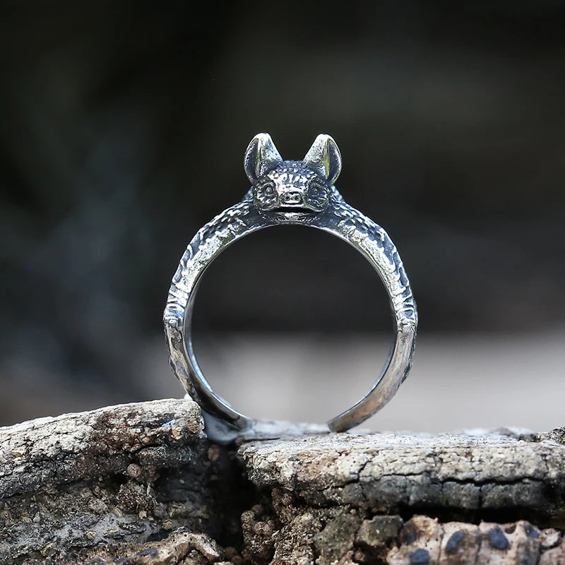 Vintage Bat Finger Ring Retro Style 316L Stainless Steel