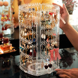 Rotating Jewelry Storage Box Earrings Display Stand Organizer