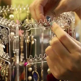 Rotating Jewelry Storage Box Earrings Display Stand Organizer