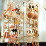 Rotating Jewelry Storage Box Earrings Display Stand Organizer