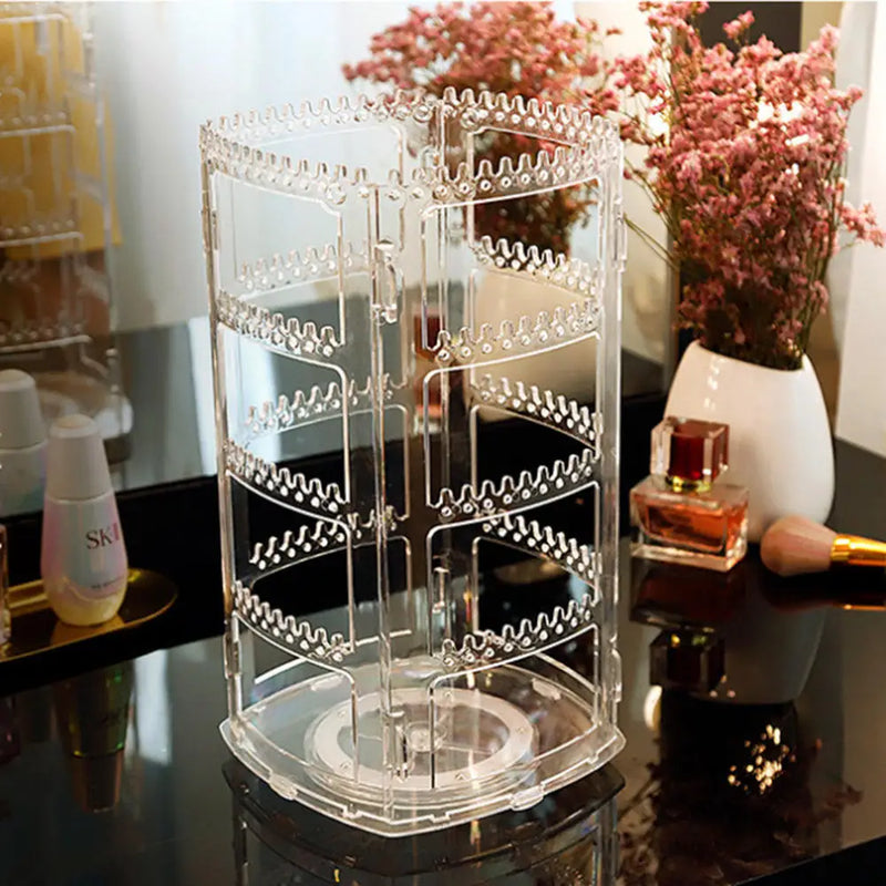 Rotating Jewelry Storage Box Earrings Display Stand Organizer