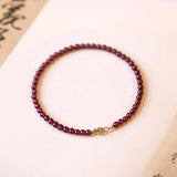 Natural Garnet Plated Bracelet 3mm for Women