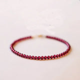 Natural Garnet Plated Bracelet 3mm for Women