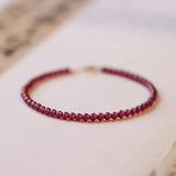 Natural Garnet Plated Bracelet for Women 3mm
