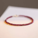 Natural Garnet Plated Bracelet for Women 3mm