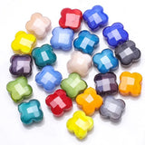 4 Leaves Flower Glass Beads 12mm 30pcs Crystal Cross Pendant Bead