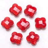 4 Leaves Flower Glass Beads 12mm 30pcs Crystal Cross Pendant Bead
