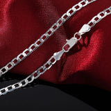 S925 Sterling Silver Full Side Chain Necklace 16-30 Inches Wedding Jewelry
