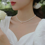 4mm Natural Pearl Necklace French Classic Clavicle Chain