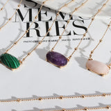 Small Stone Oval Pendants Necklaces for Women in 5 Colors