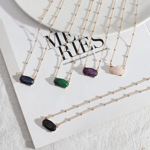 Small Stone Oval Pendants Necklaces for Women in 5 Colors