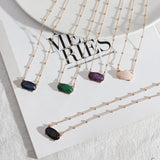 Small Stone Oval Pendants Necklaces for Women in 5 Colors