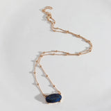 Small Stone Oval Pendants Necklaces for Women in 5 Colors