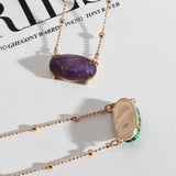 Small Stone Oval Pendants Necklaces for Women in 5 Colors