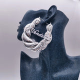 70mm Stainless Steel Hoop Name Earrings