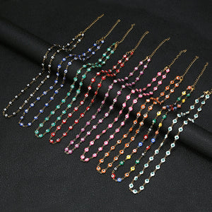 9 Colors Stainless Steel Bead Necklace Evil Eye Charm Female Jewelry