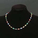9 Colors Stainless Steel Bead Necklace Evil Eye Charm Female Jewelry