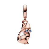 925 Silver Cat Charm Rose Beads for Bracelets DIY Jewelry