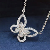 925 Silver Bow Necklace Diamond Collar Chain Pendant