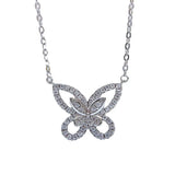 925 Silver Bow Necklace Diamond Collar Chain Pendant Jewelry