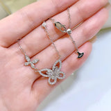 925 Silver Butterfly Necklace Hollow out Single and Double Butterfly Necklace