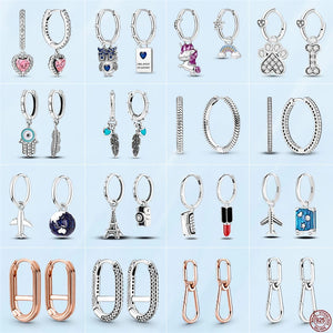 925 Silver Charm Double Hoop Earrings
